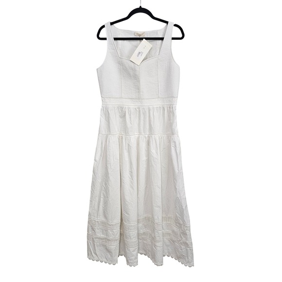 Ulla Johnson Isadora Dress Cowrie White Fit Flare Size 12 100% Cotton Resort NWT - Picture 2 of 11